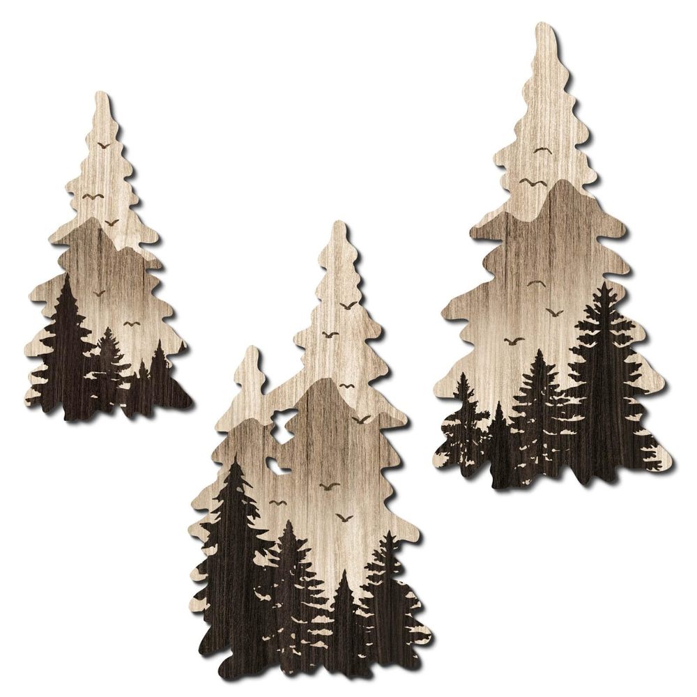 3pcs Pine Tree Decor Woodland Wall Art Tree Forest Poster Winter Wall Art🐋